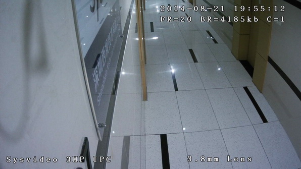 SC9830 Sysvideo 3MP Small Bullet IPC Demo Indoor at night